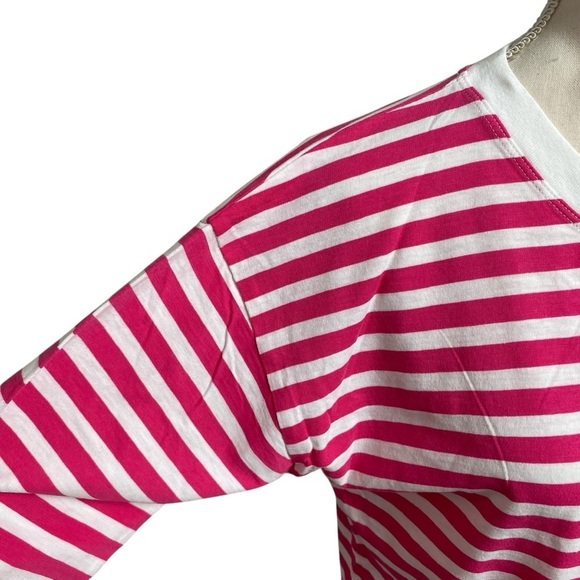 J.Crew Factory Pink White Striped Cotton Long Sleeve Tee Small NWT - Picture 3 of 13
